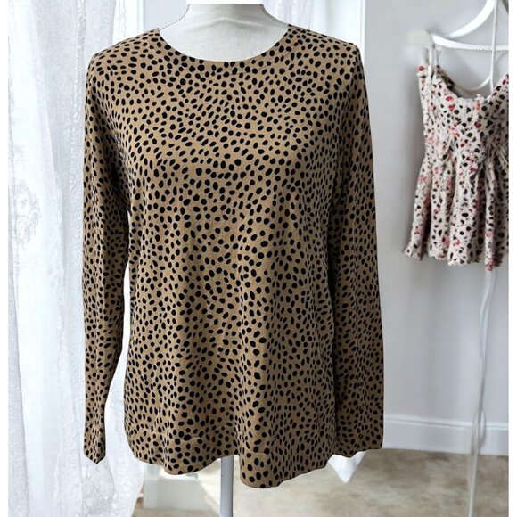 J.Crew Teddie Leopard Print Lightweight Cotton Pullover Sweater‎ Size M 2024 - Picture 1 of 11